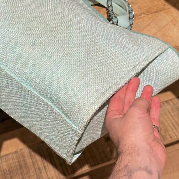 Chanel Turquoise Woven Straw Large Deauville Shopping Tote Bag - Picture 10 of 16